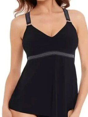 Magicsuit Star Studded Carly Top Black Racerback Soft Cup Tankini Size 8